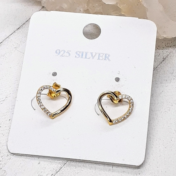 Heart CZ inlay studs - Picture 5 of 7